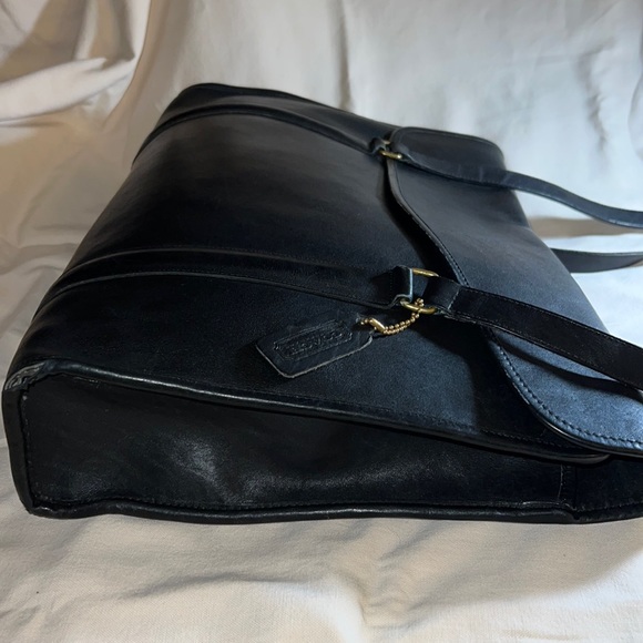 Vintage Coach Black Envelope Portfolio Briefcase Tote Bag With Brass Hardware - Picture 5 of 12